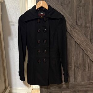 Classic Black Double-Breasted Pea Coat